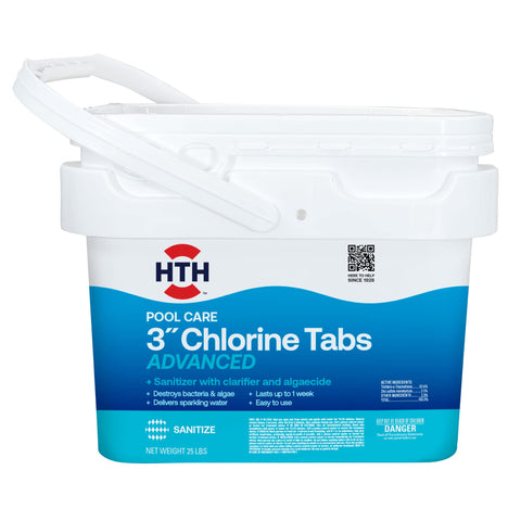 HTH 42055 3-inch chlorine tabs advanced for slow-dissolving sanitization in pools