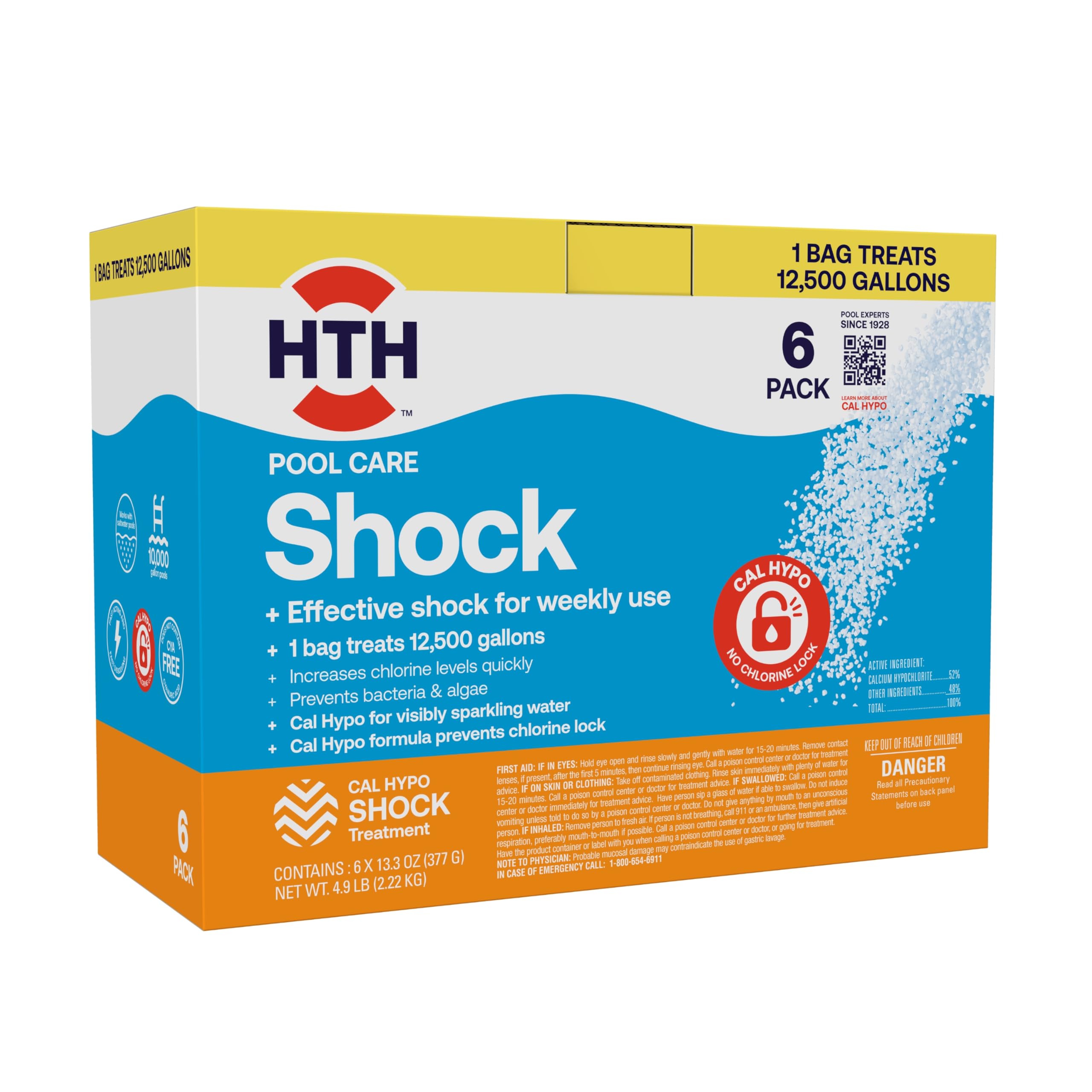 HTH 52030B shock bottle front for crystal-clear pool care.