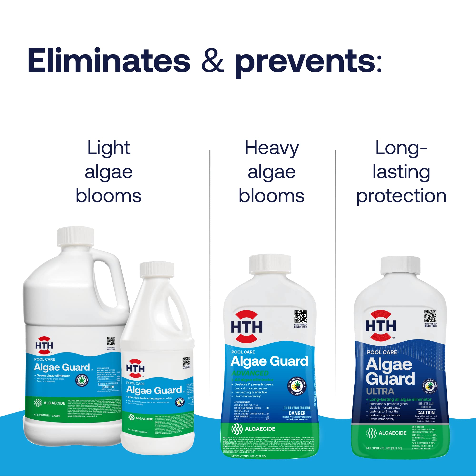 HTH Algae Guard Advanced is compatible with vinyl liners and saltwater pools.