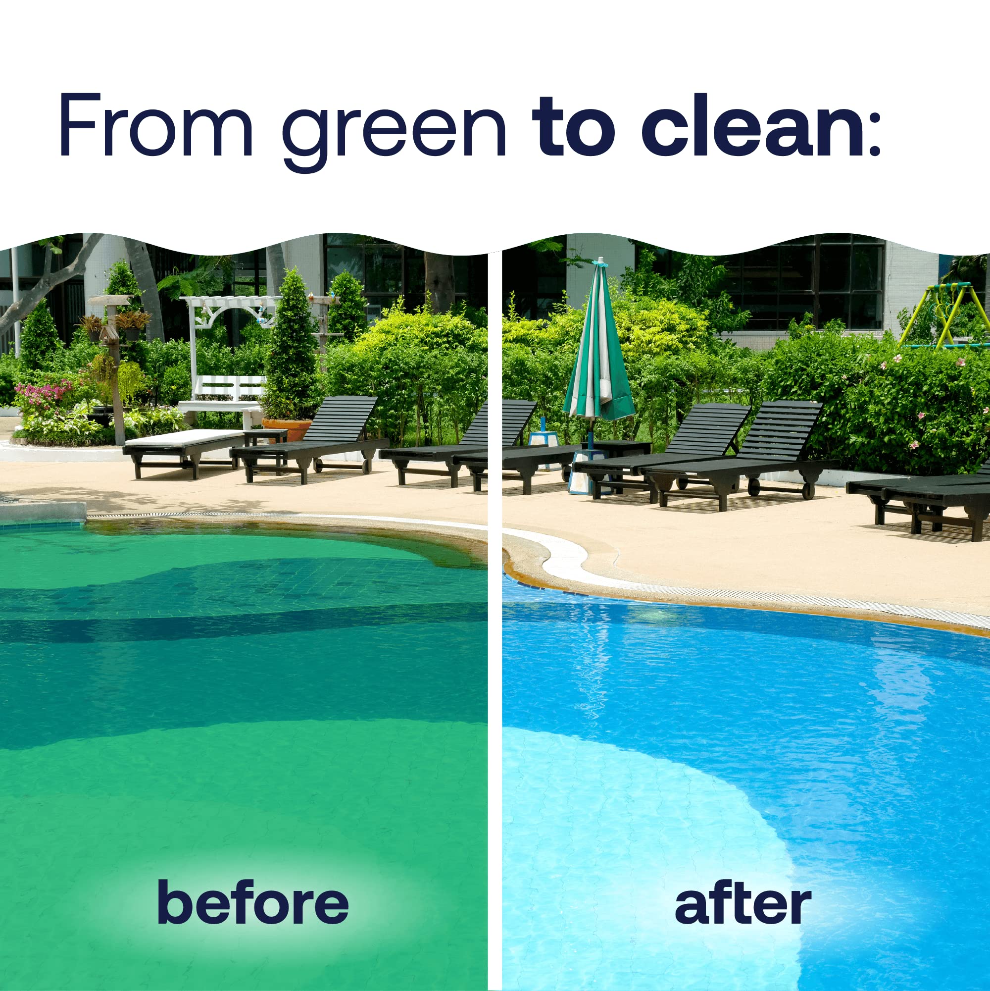 HTH Algae Guard Ultra demonstrated against green, black, and mustard algae