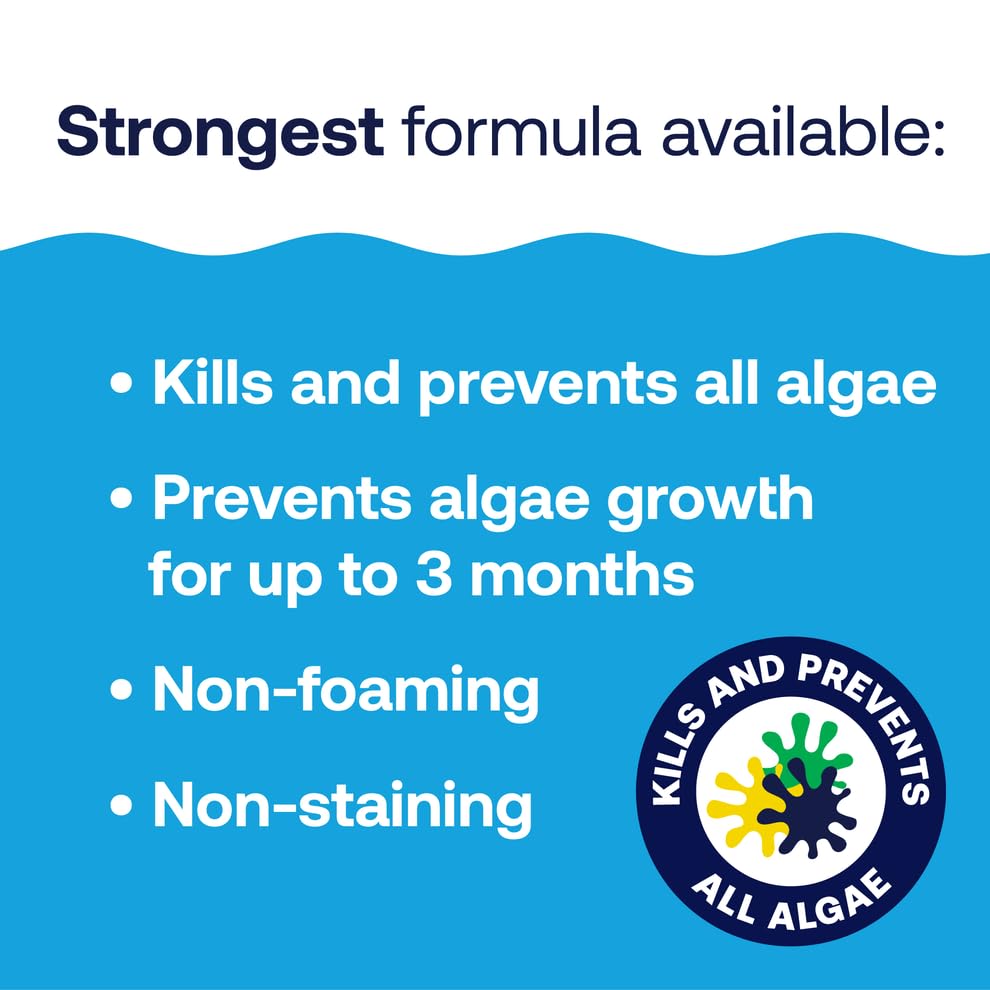 Close-up of HTH Algae Guard Ultra bottle label details
