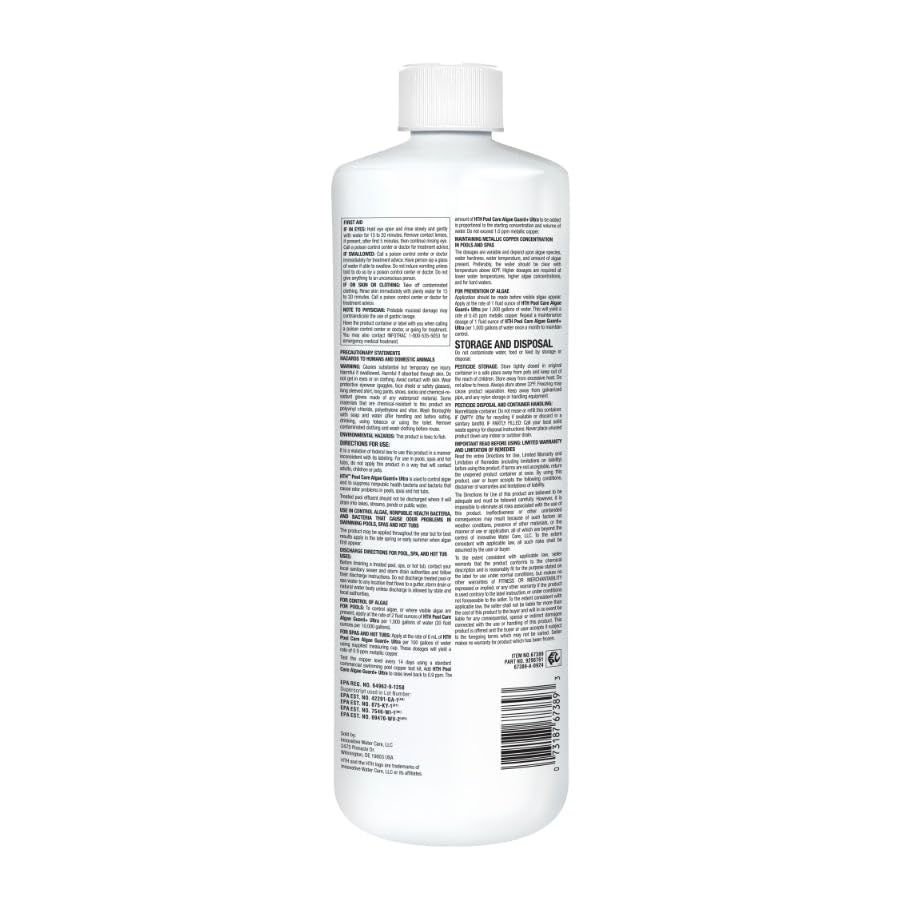 Pouring HTH Algae Guard Ultra into pool water for fast treatment