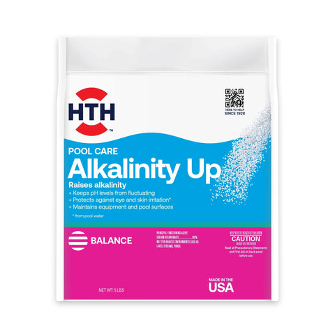HTH Alkalinity Up 5lb bottle helps balance pool chemistry and stabilize pH