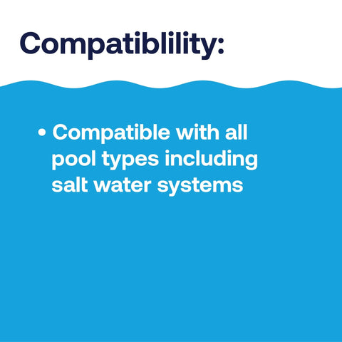 HTH crystal-clear pool water with balanced chemistry under bright sun