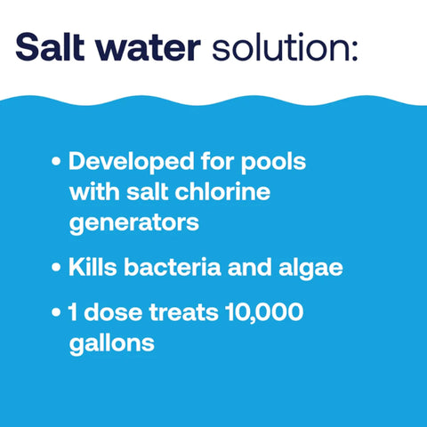 HTH Salt Shock dissolving packets in water for fast pool clarity.