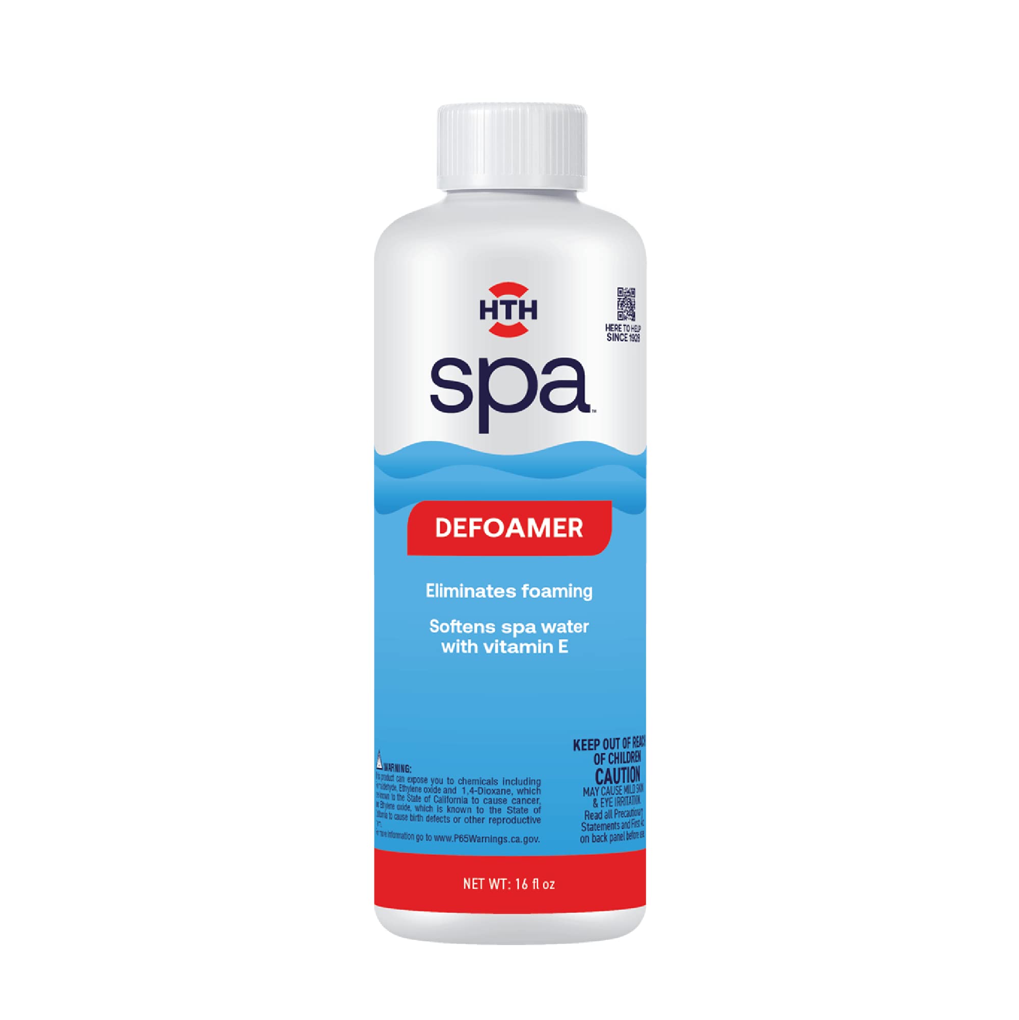 HTH Spa 86116 Defoamer bottle pouring to calm foam and soften water.