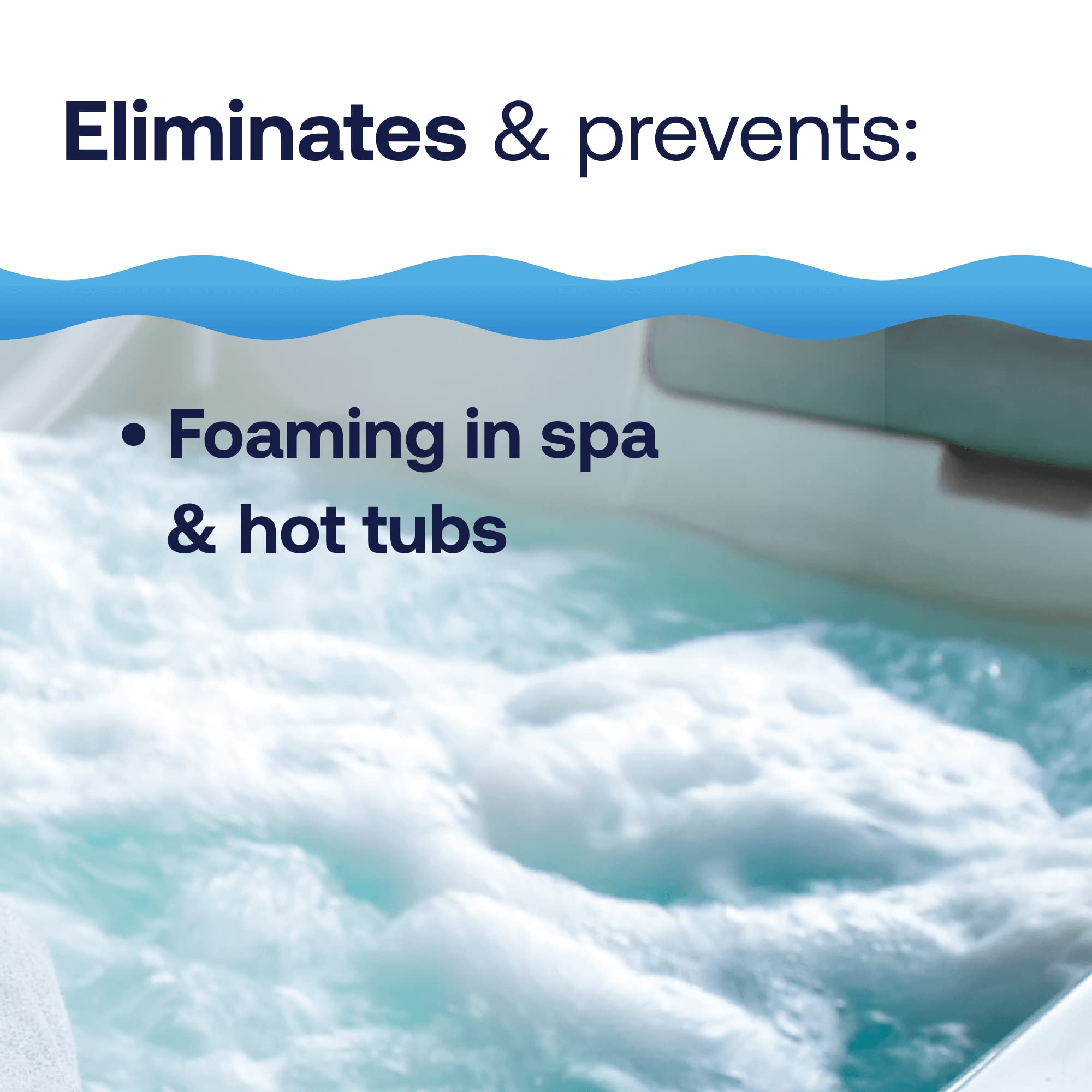 HTH Spa 86116 Defoamer in-use to quickly reduce surface foam.