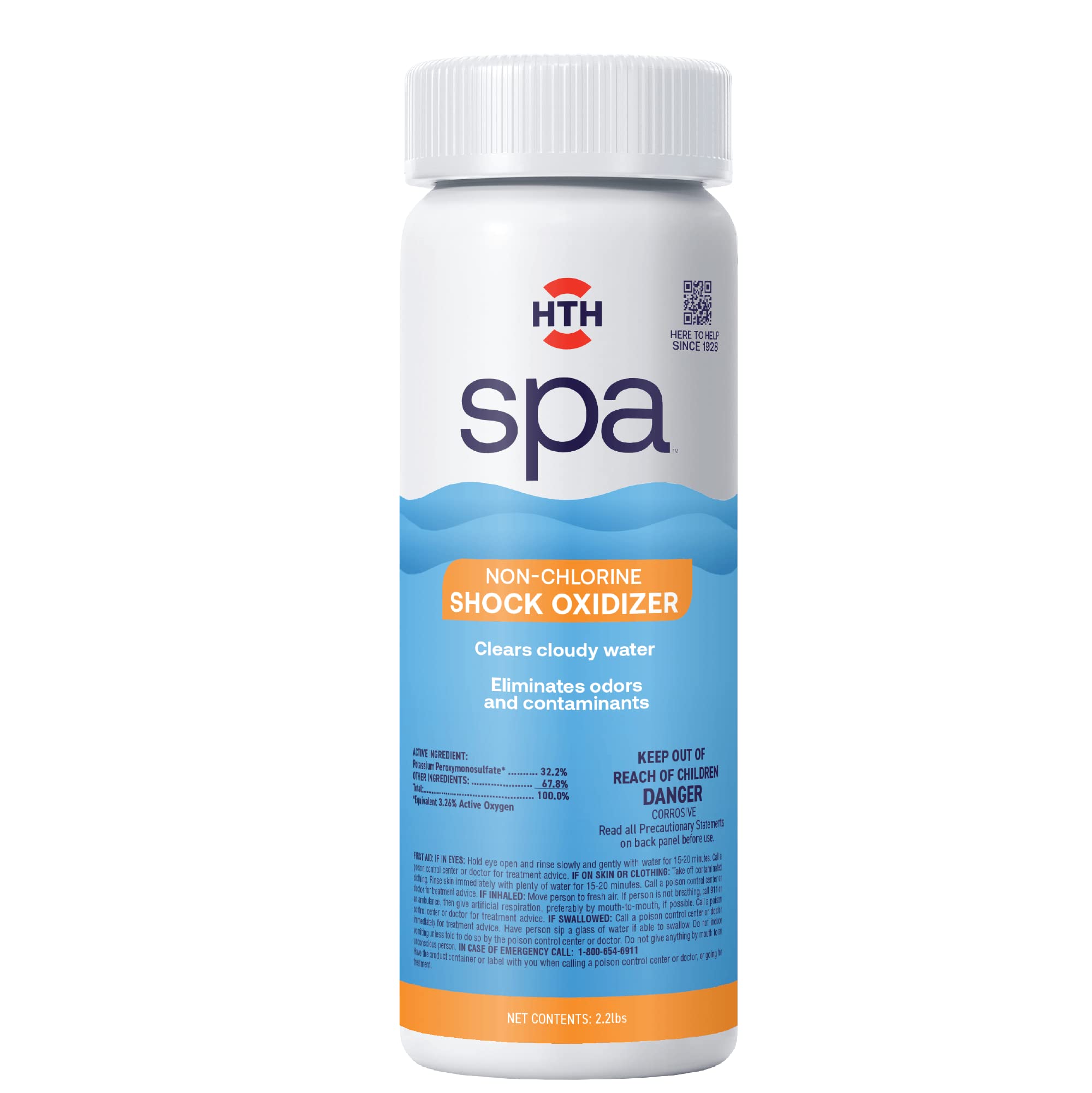 HTH Spa 86135 non-chlorine shock oxidizer bottle pour for easy dosing in spa care