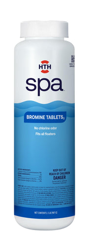 HTH Spa Bromine Tabs packaging ready for simple spa maintenance.