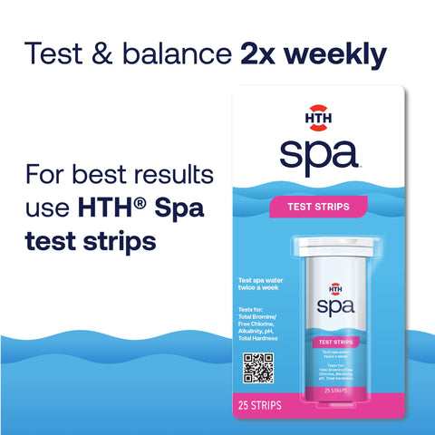 HTH Spa pH Up packaging shows compatibility with bromine, chlorine, biguanide.