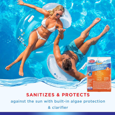 HTH tablet in skimmer for easy DIY pool sanitation
