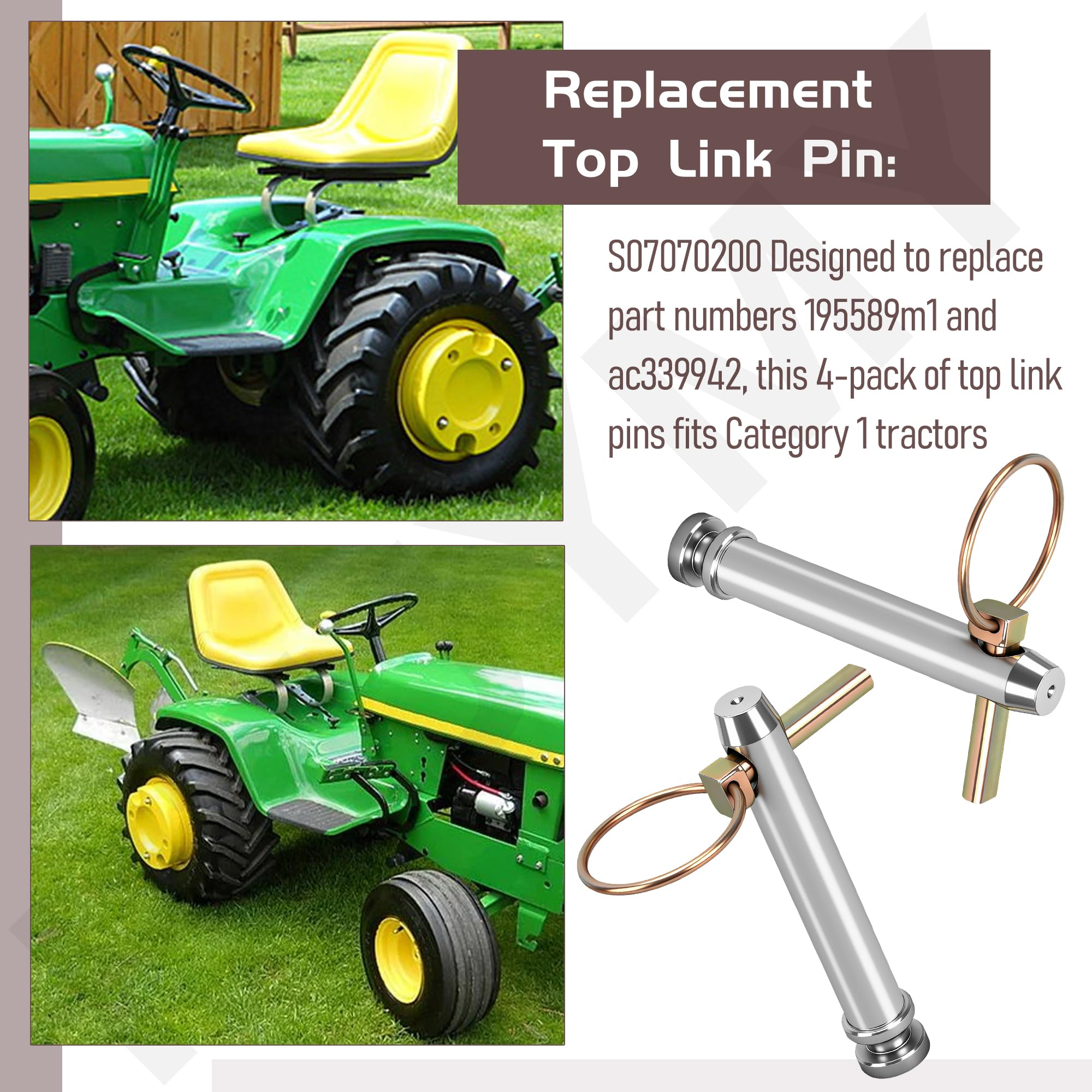 HTJYMY top link pin universal fit covers many Category 1 tractors.