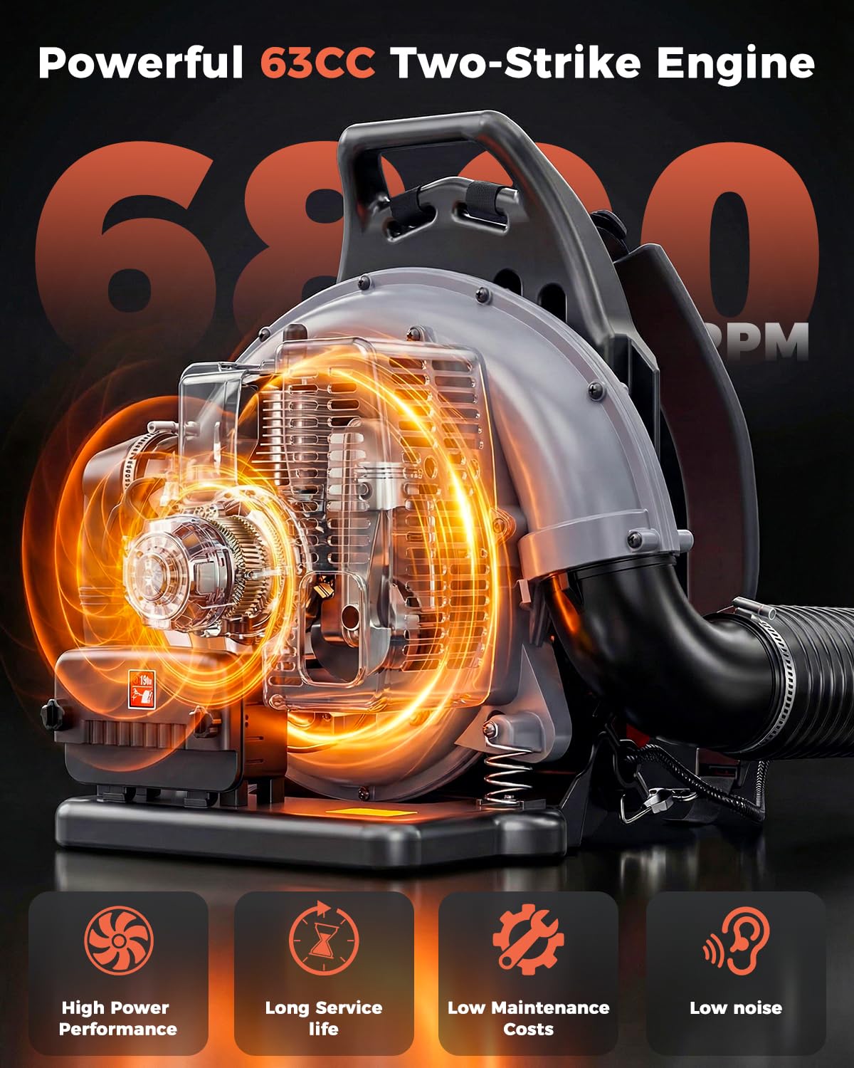 HTK Backpack Blower airflow 665 CFM demonstrates fast debris clearing