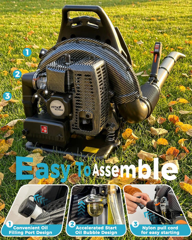 HTK backpack blower ideal for seasonal yard cleanup and snow removal