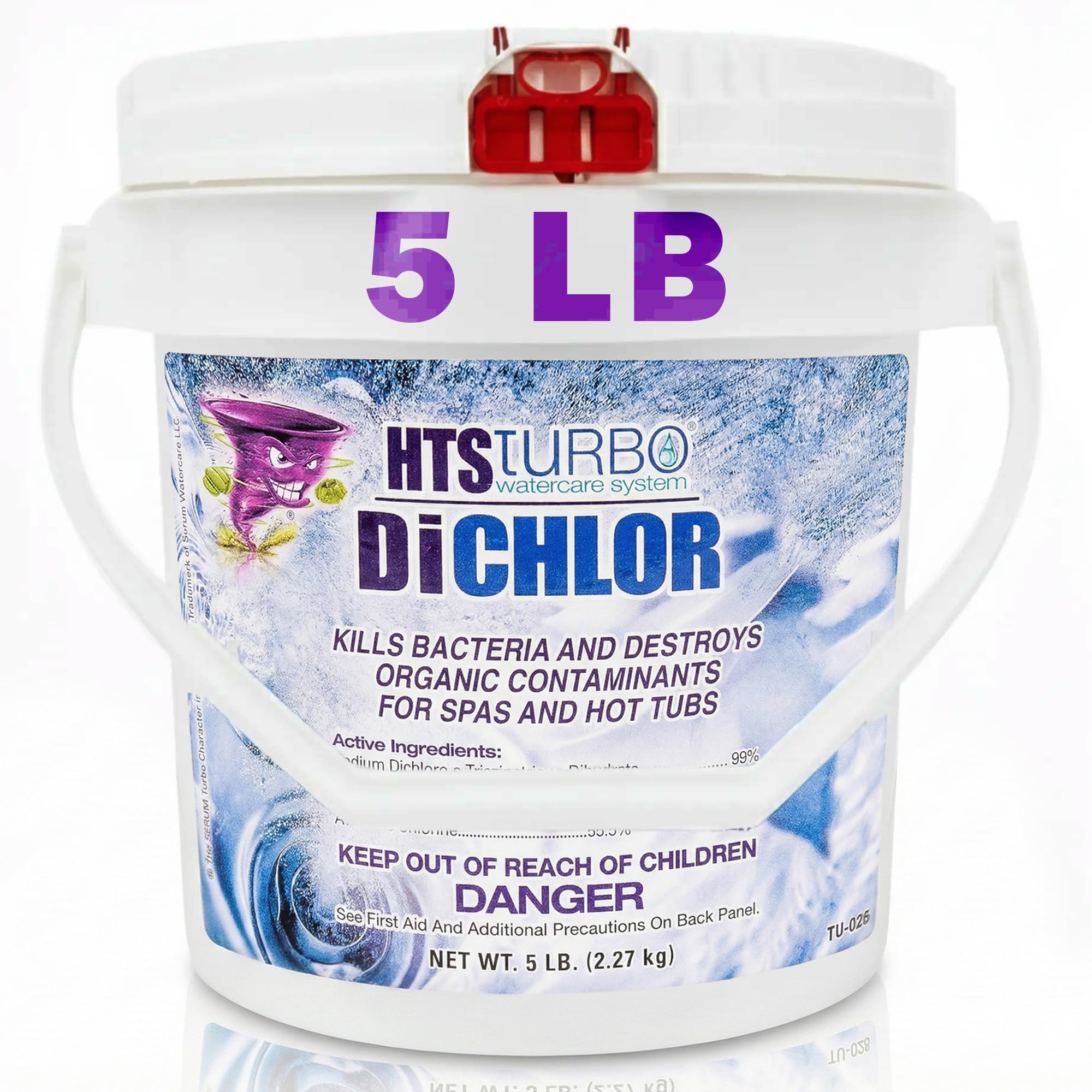HTS Turbo dichlor dissolving quickly to sanitize spa or pool water.