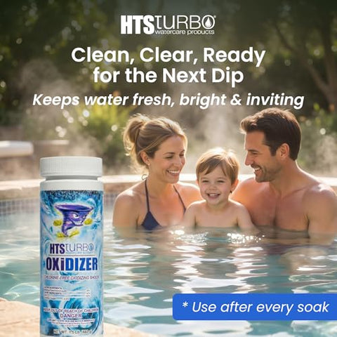 HTS Turbo non-chlorine spa shock dissolving quickly in water