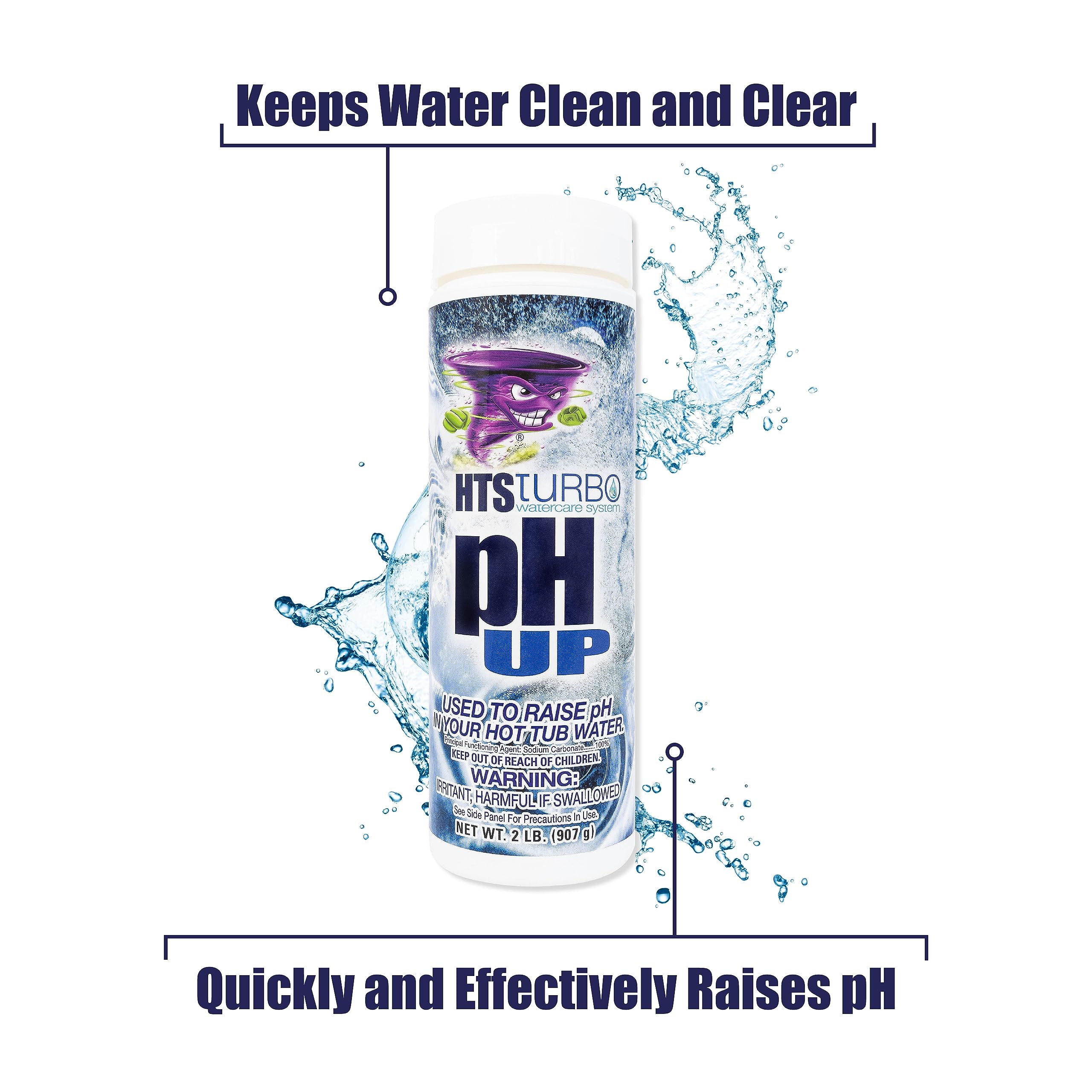 HTS Turbo pH Up fast dissolving granules stabilizing spa pH quickly.