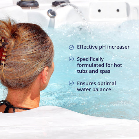 Clear spa water as HTS Turbo pH Up maintains optimal pH.