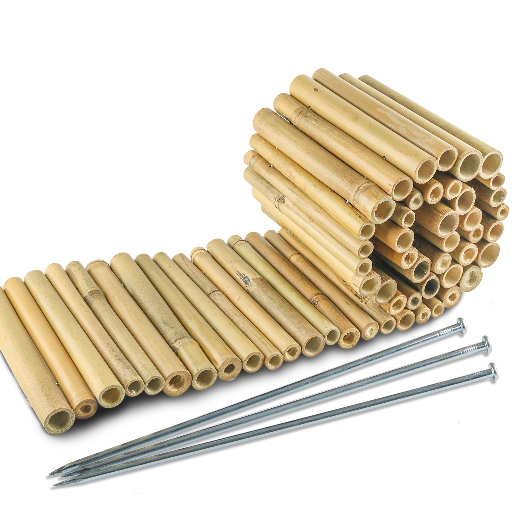 HTWNK bamboo border closeup shows natural texture for eco-friendly garden edging