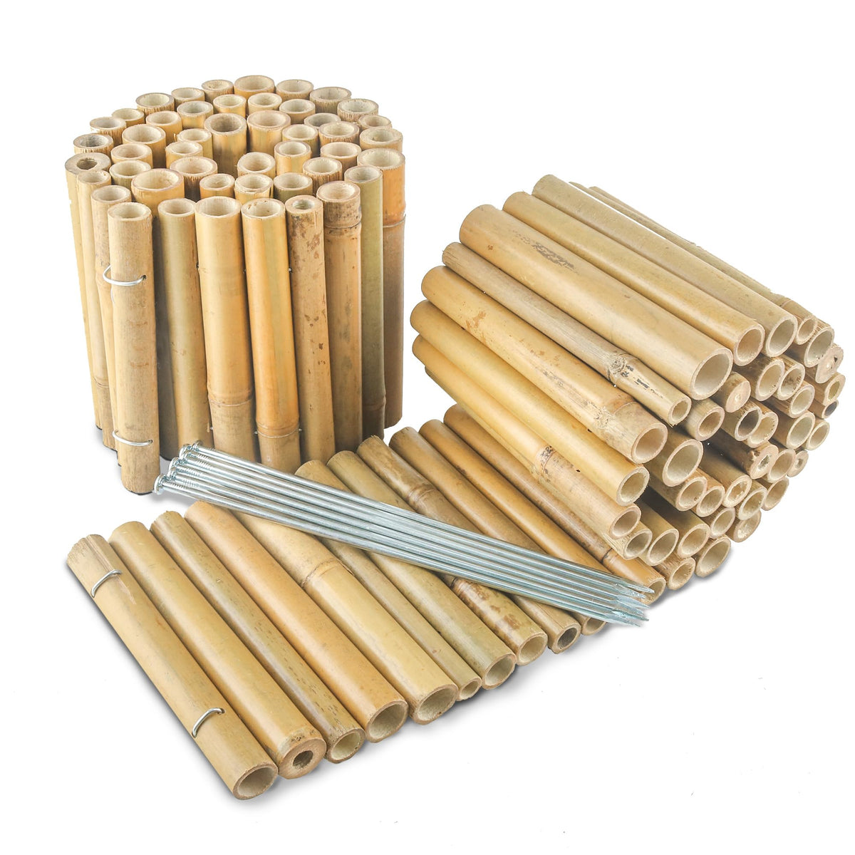 HTWNK Bamboo Edging in a garden defines borders with natural color.