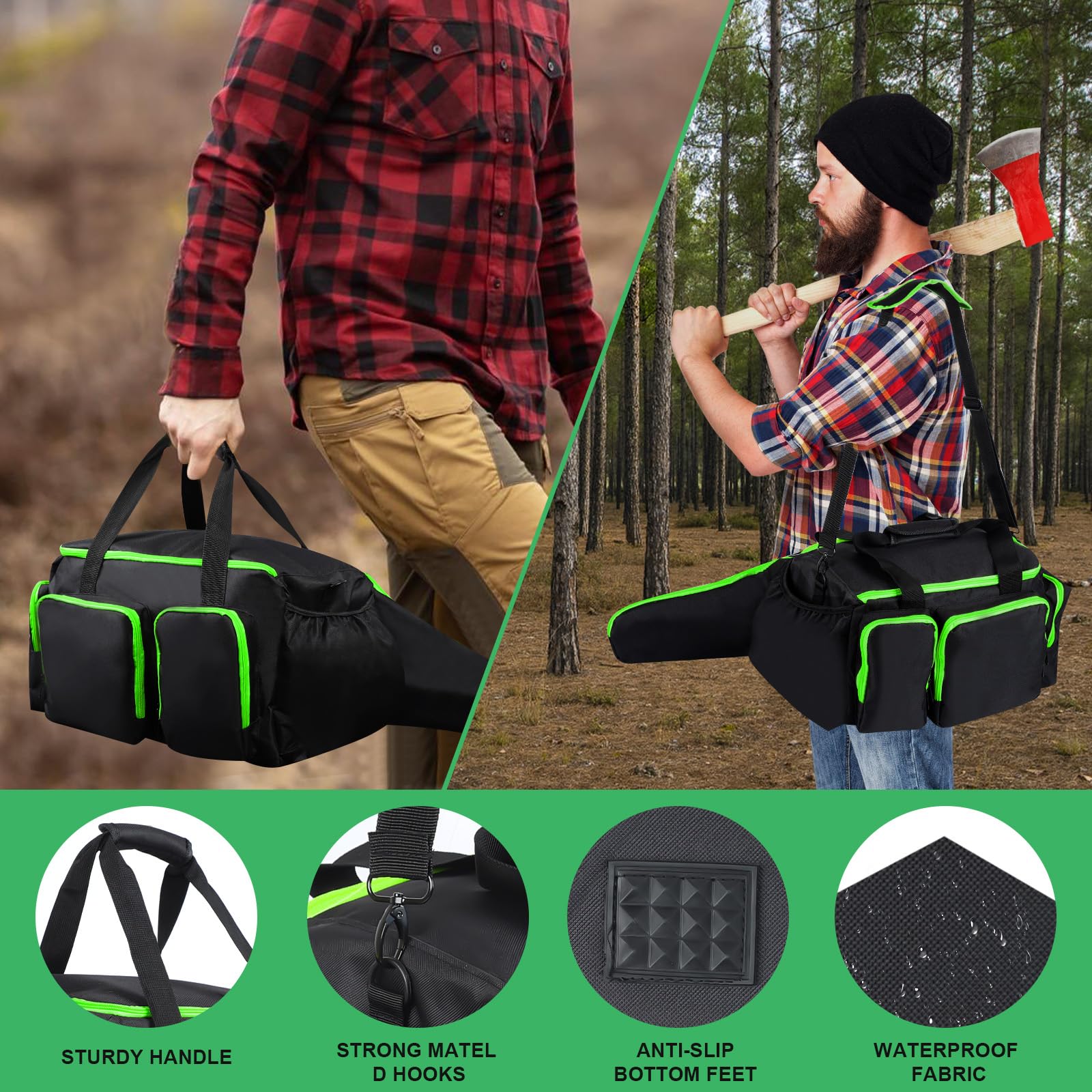 HTZSSON chainsaw case with cushioned handle for easy carrying