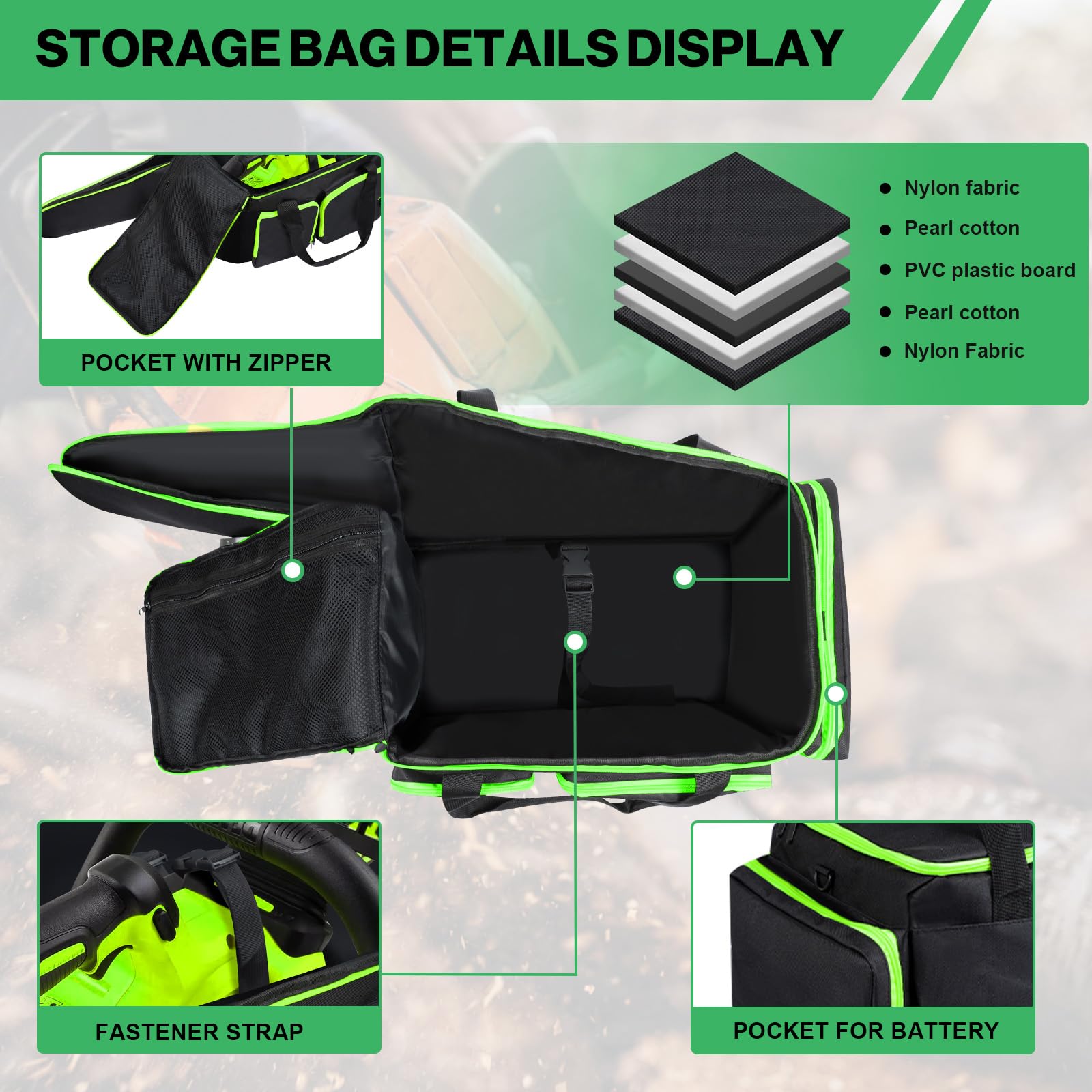 HTZSSON case interior with multiple pockets keeps batteries and tools organized