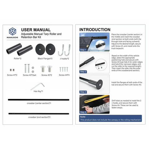 HUAALIUCHE installation-ready kit with clear steps and included tools.