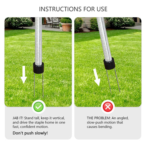 HUAALIUCHE landscape staples driver in action fastening fabric without bending.