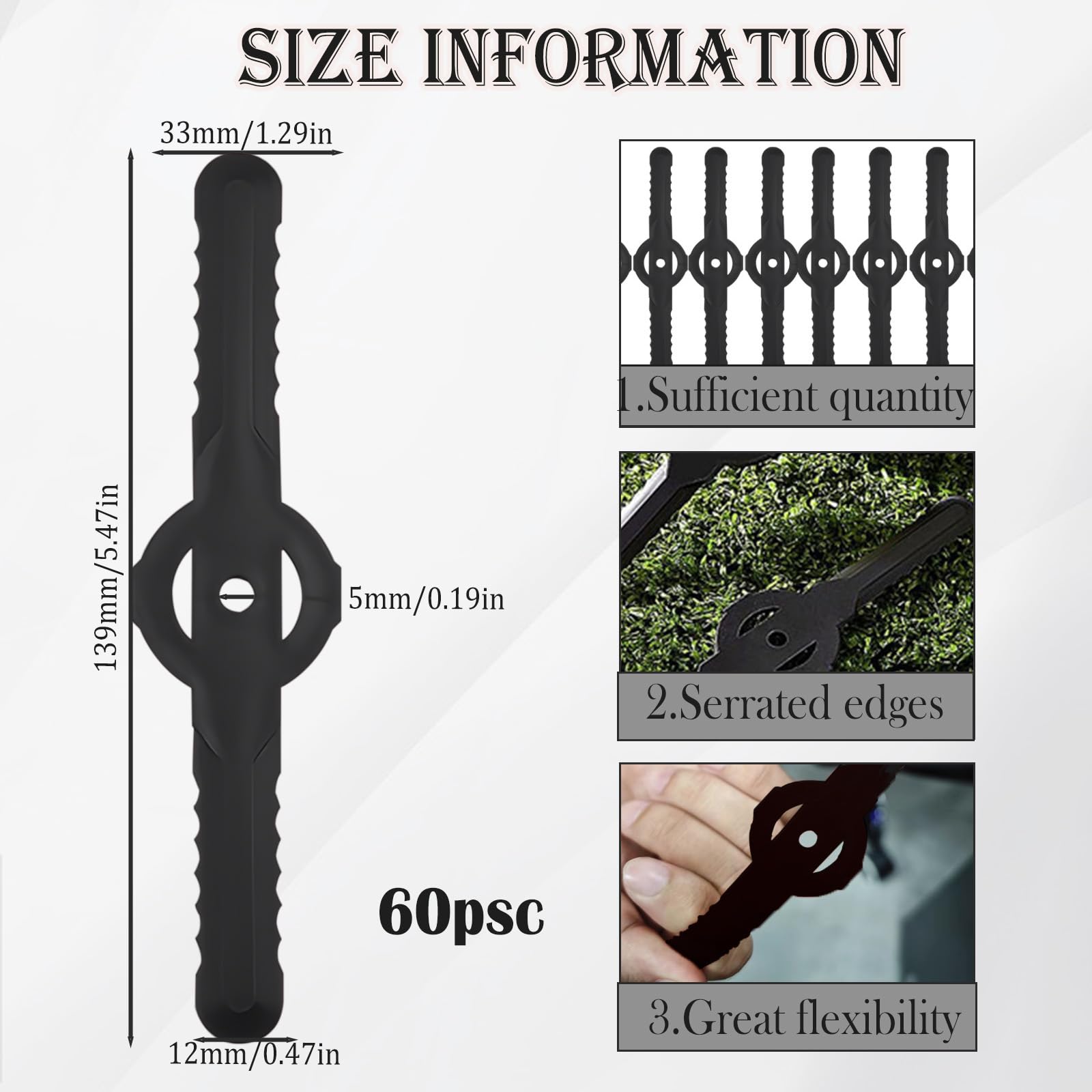 Huakaile jagged-edge plastic blades for efficient weed cutting