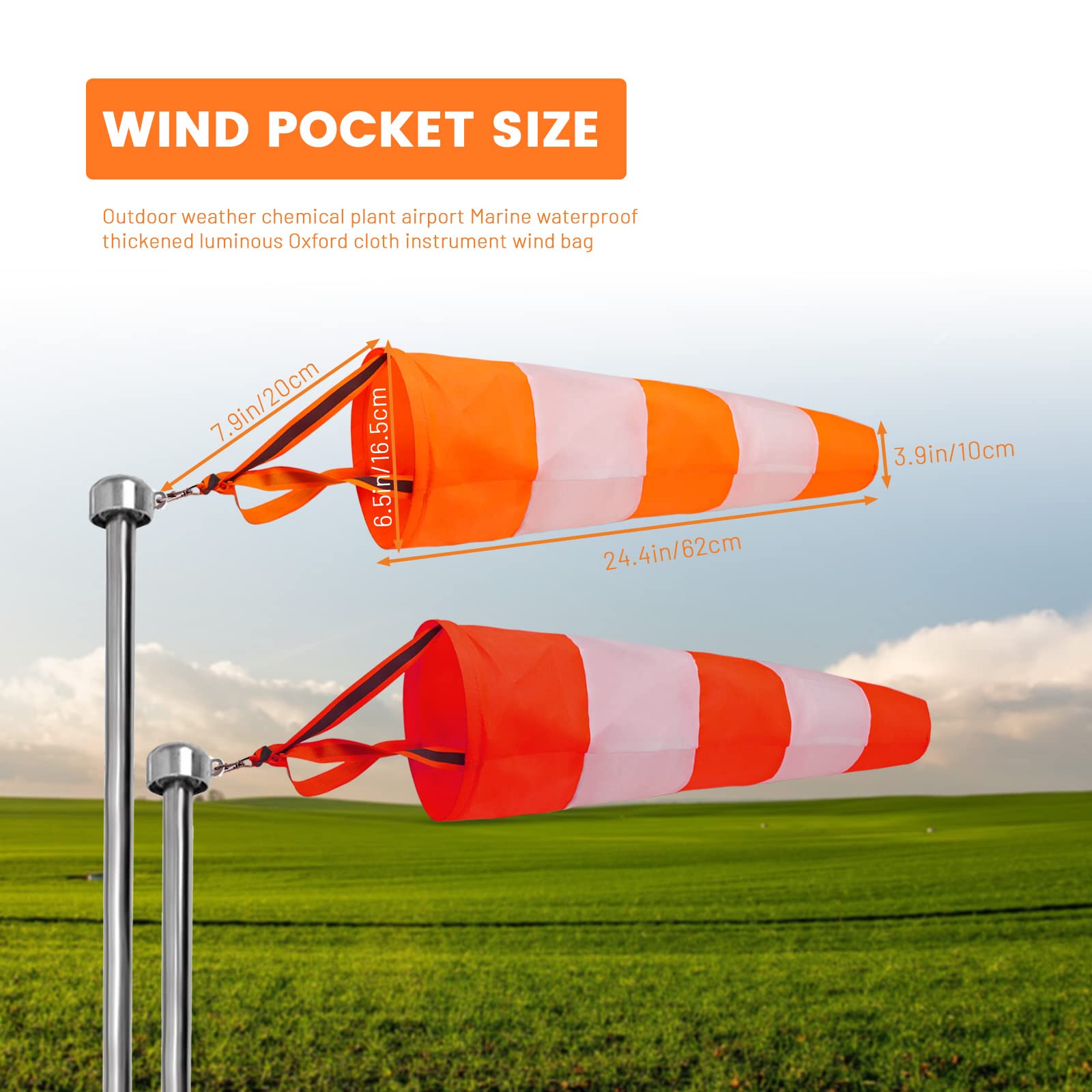 Huakaile windsock red white 24in improves nighttime visibility and safety awareness