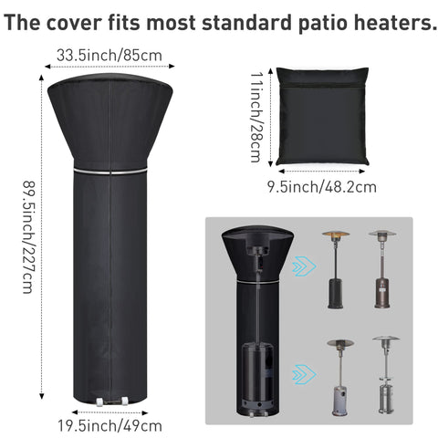 Hualedi waterproof outdoor heater cover protecting against rain and moisture.