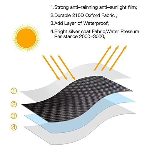Hualedi patio heater cover on black finish protecting against snow and sun.