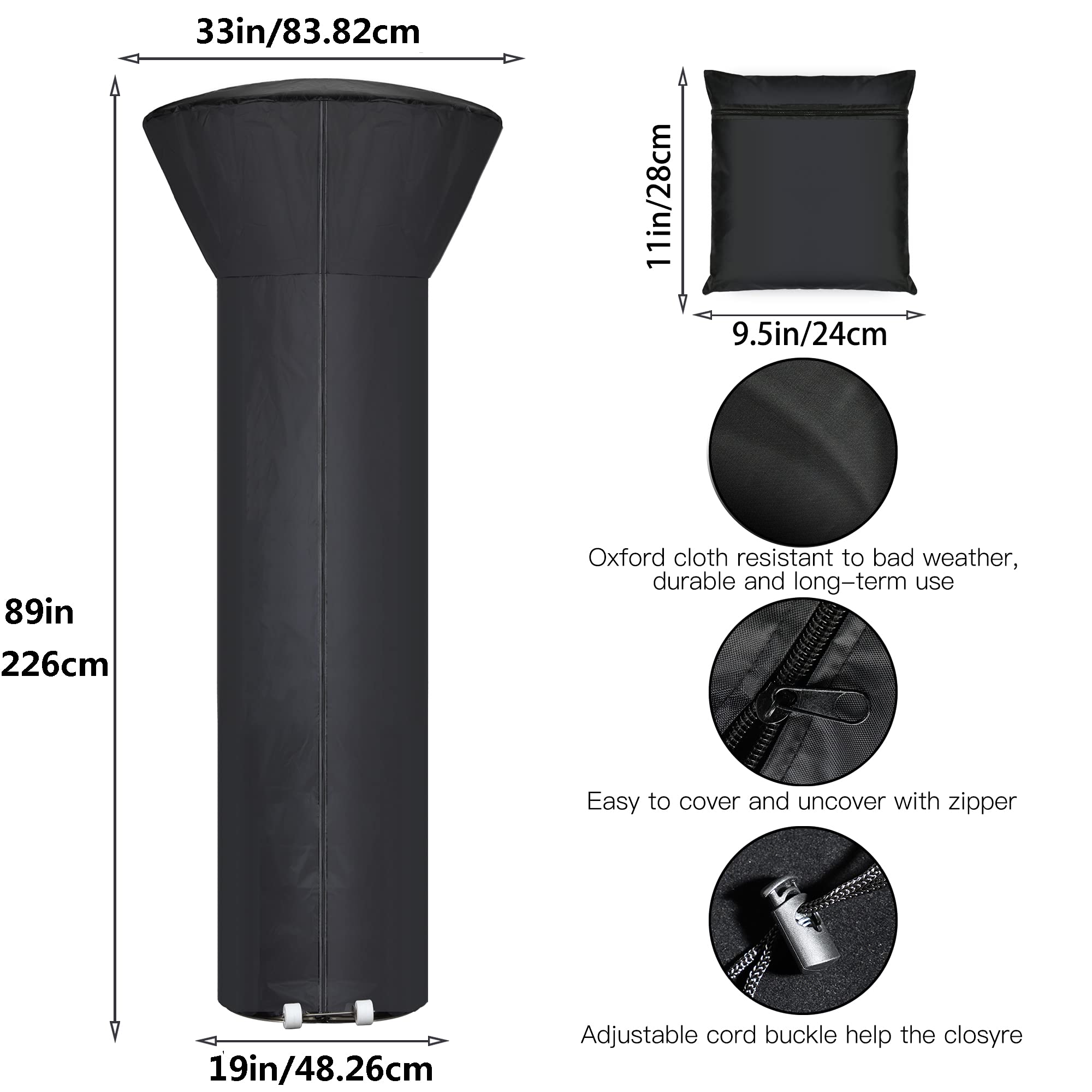 Hualedi patio heater cover dustproof keeps heater clean