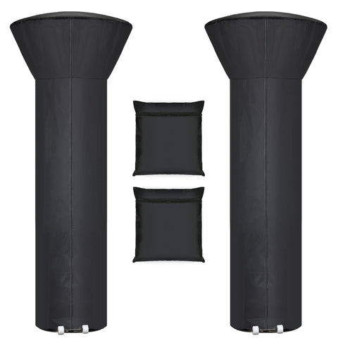 Hualedi patio heater cover in tear-resistant fabric protecting from wind and rain.