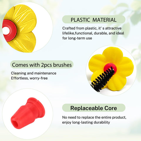 Hualleko replacement flowers on feeder enable easy swapping.