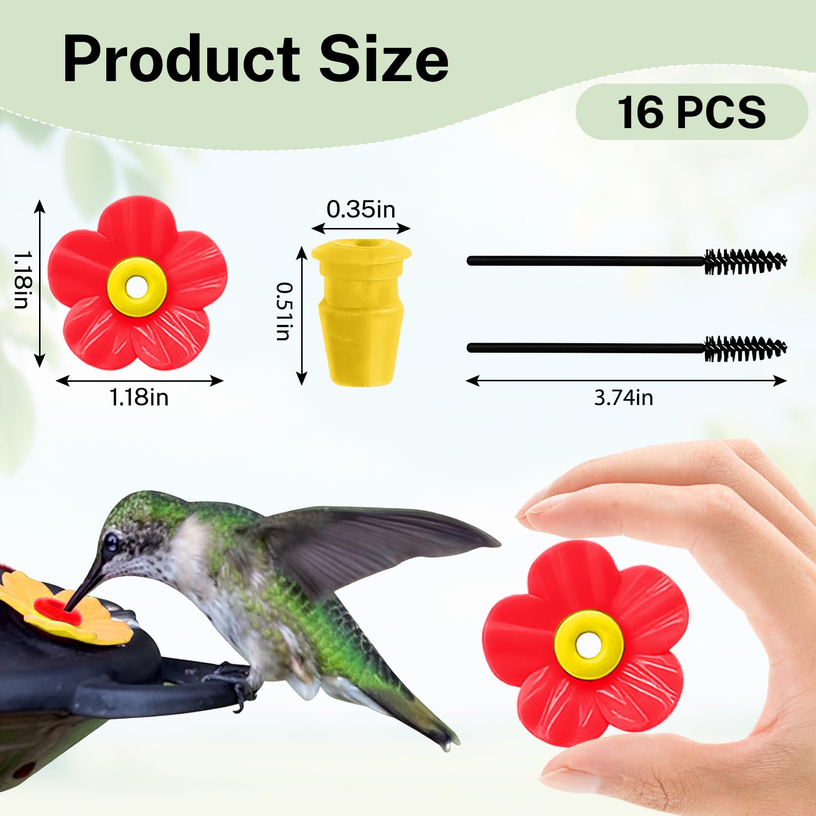Hualleko cleaning brushes included help maintain nectar flow and cleanliness.