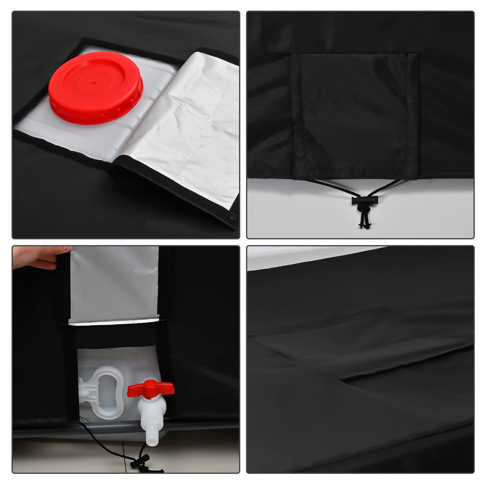 Huapate tote cover side view shows snug fit for 1000 L IBC totes.