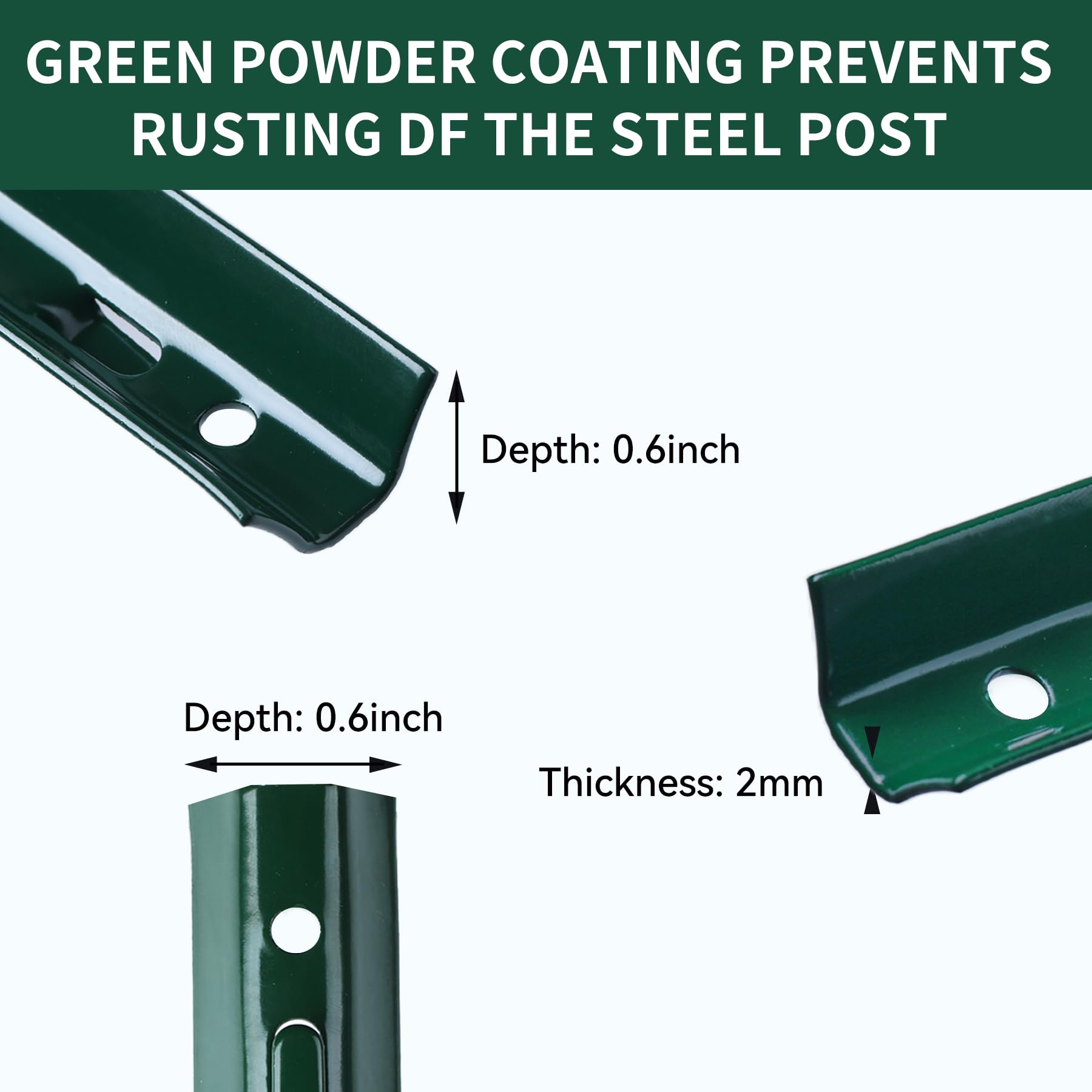 HuaSheWJ 4ft green post features nano-paint protection against rust and corrosion.