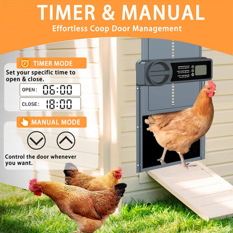 HUAYUANDA coop door timer display enabling precise opening and closing schedules