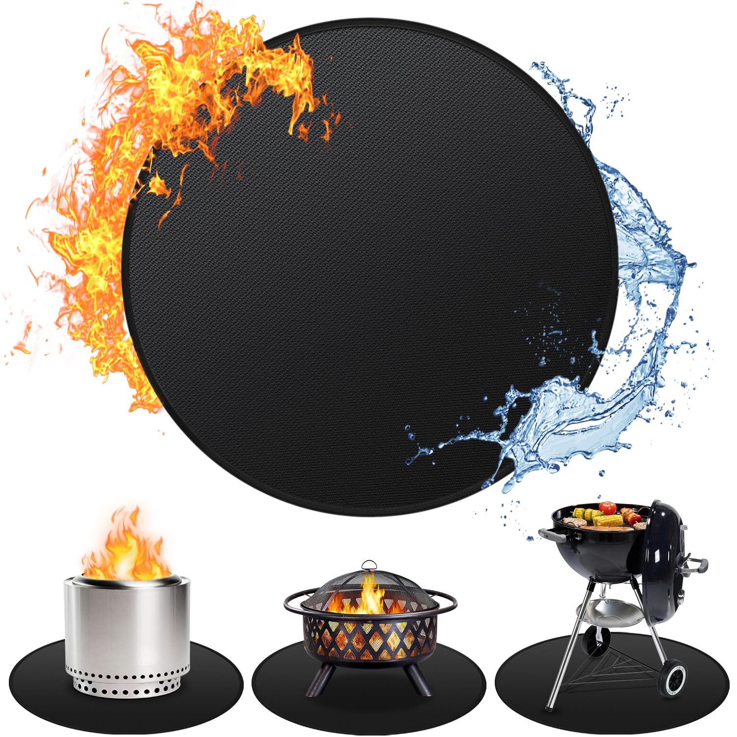 Huchiz 24in fire pit mat protects decks from embers and stains.