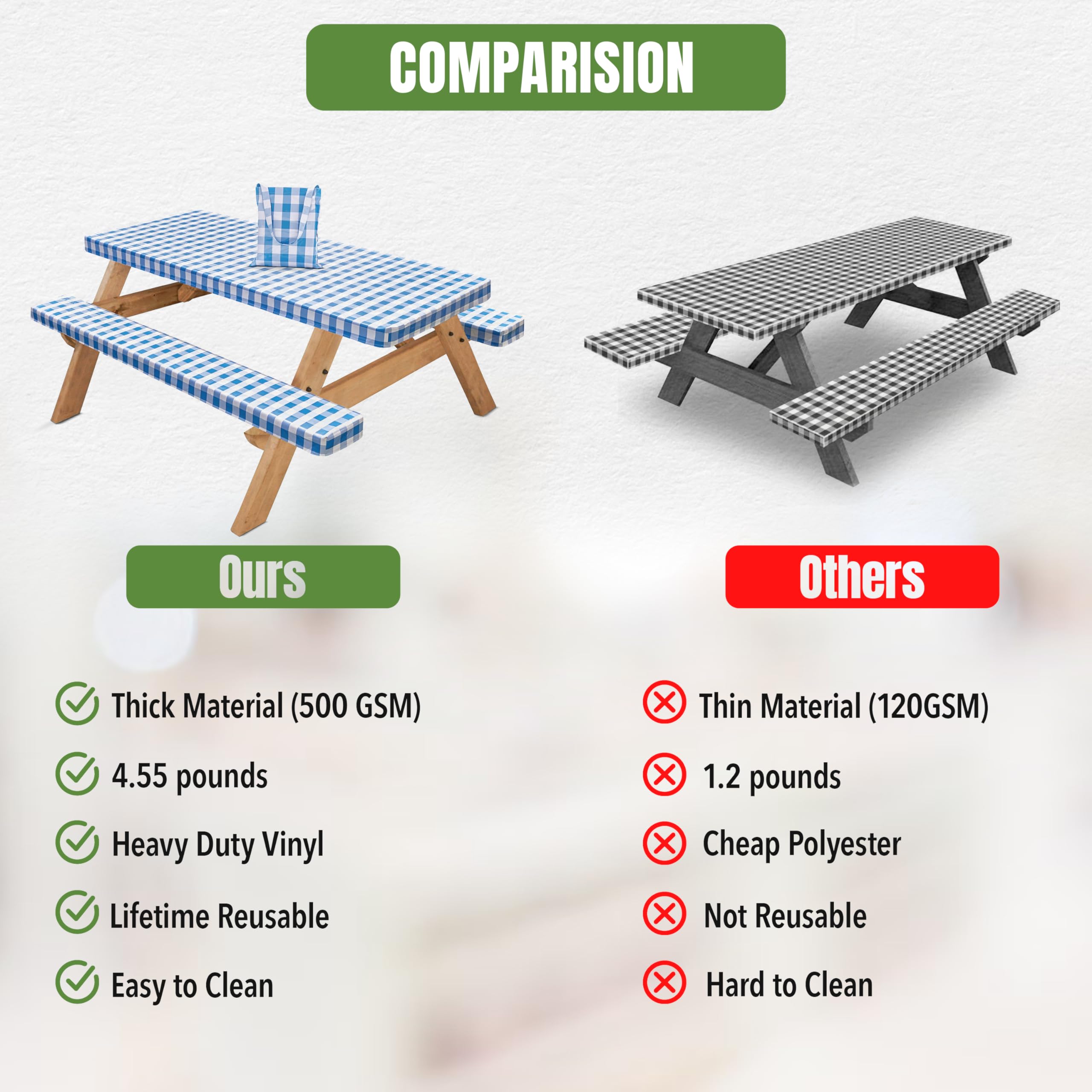 Hudson Comfort bench cover 72x12 keeps seating clean and protected