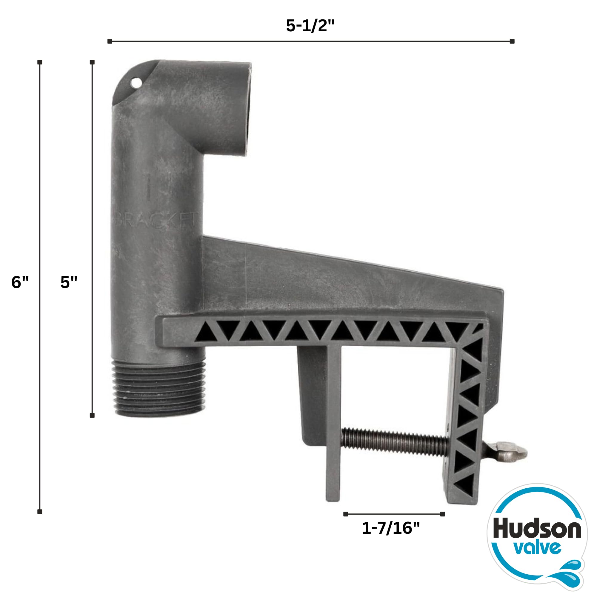 Side view of Hudson Valve mounting bracket highlights compact, space-efficient profile