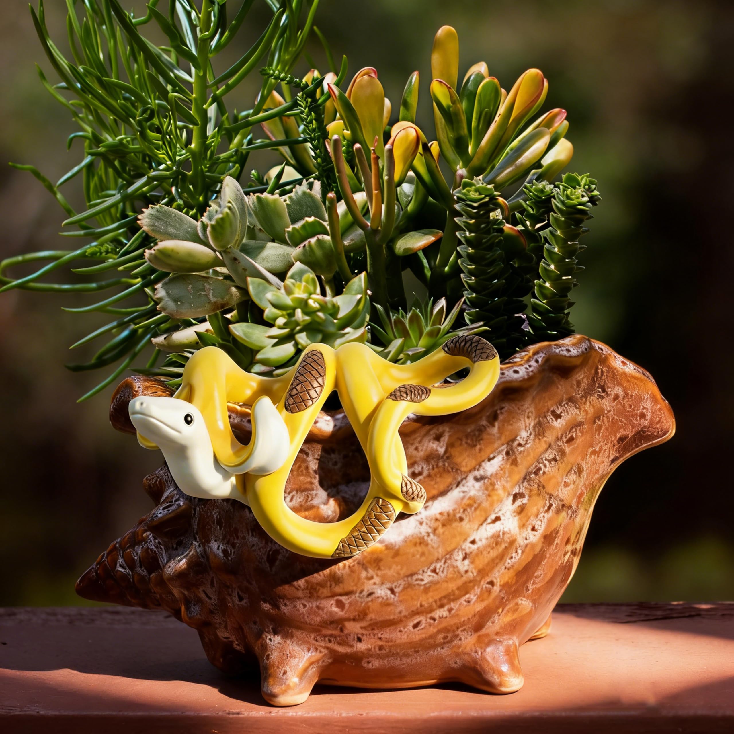 HUFAND miniature banana snake statue offers a unique gift for plant lovers.