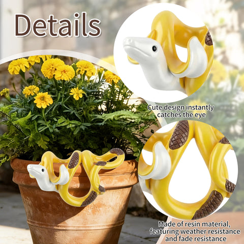 HUFAND resin banana snake plant statue withstands weather for long-term decor.