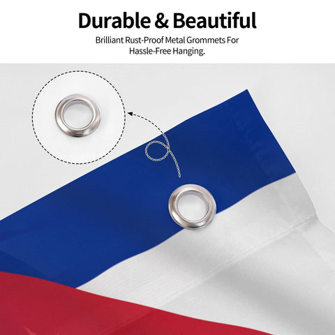 HUFURI flag printed with fade-proof dye for lasting color in sun.