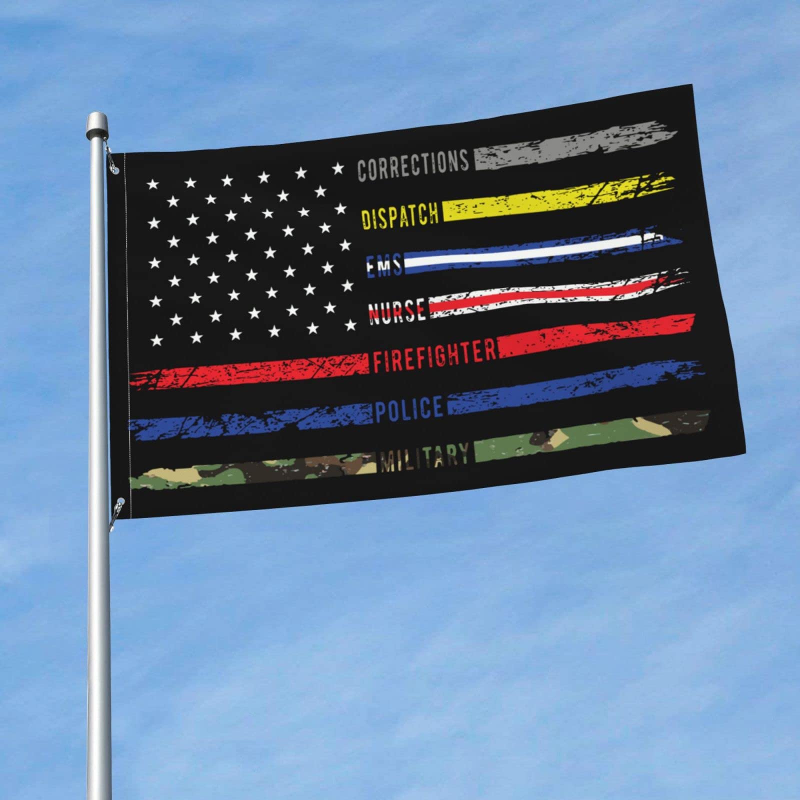 Close-up of HUFURI flag canvas header and brass grommets.