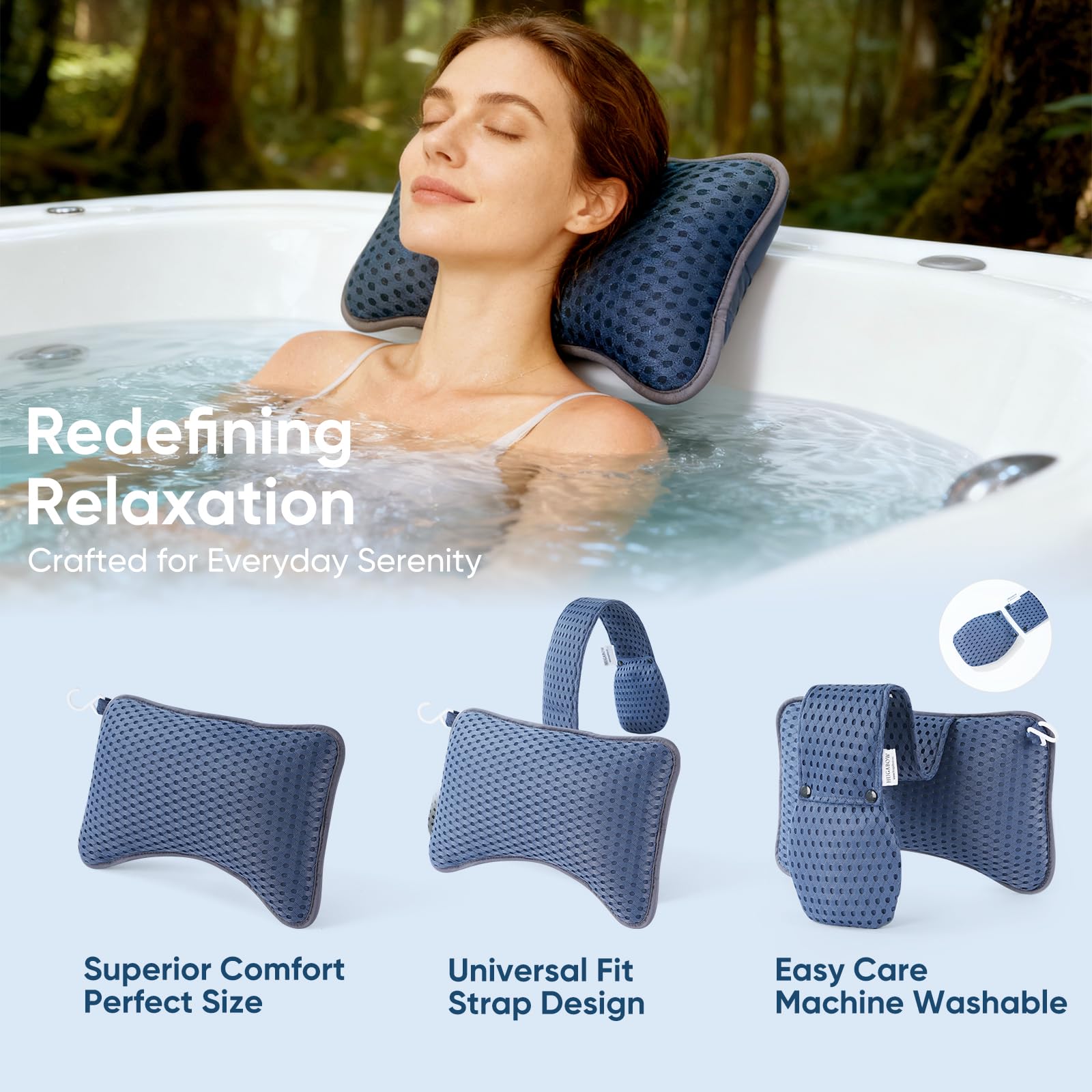 Hugabow universal neck-support pillow fits spa chaise configurations