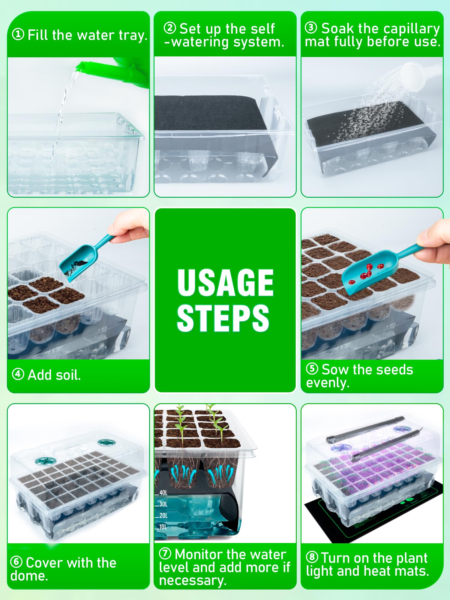 Hugbow heating mat provides steady warmth for faster germination.