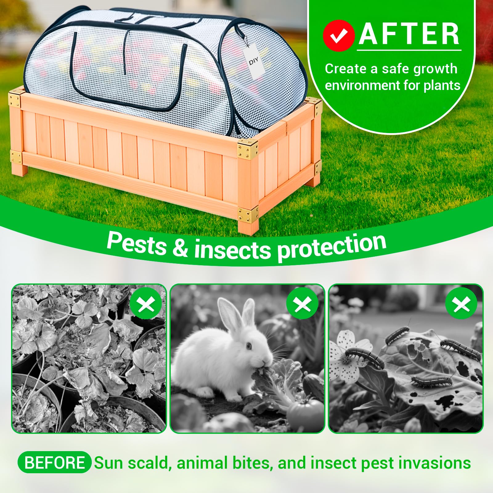 Hugbow reinforced mesh ventilation maintains healthy airflow for plants.