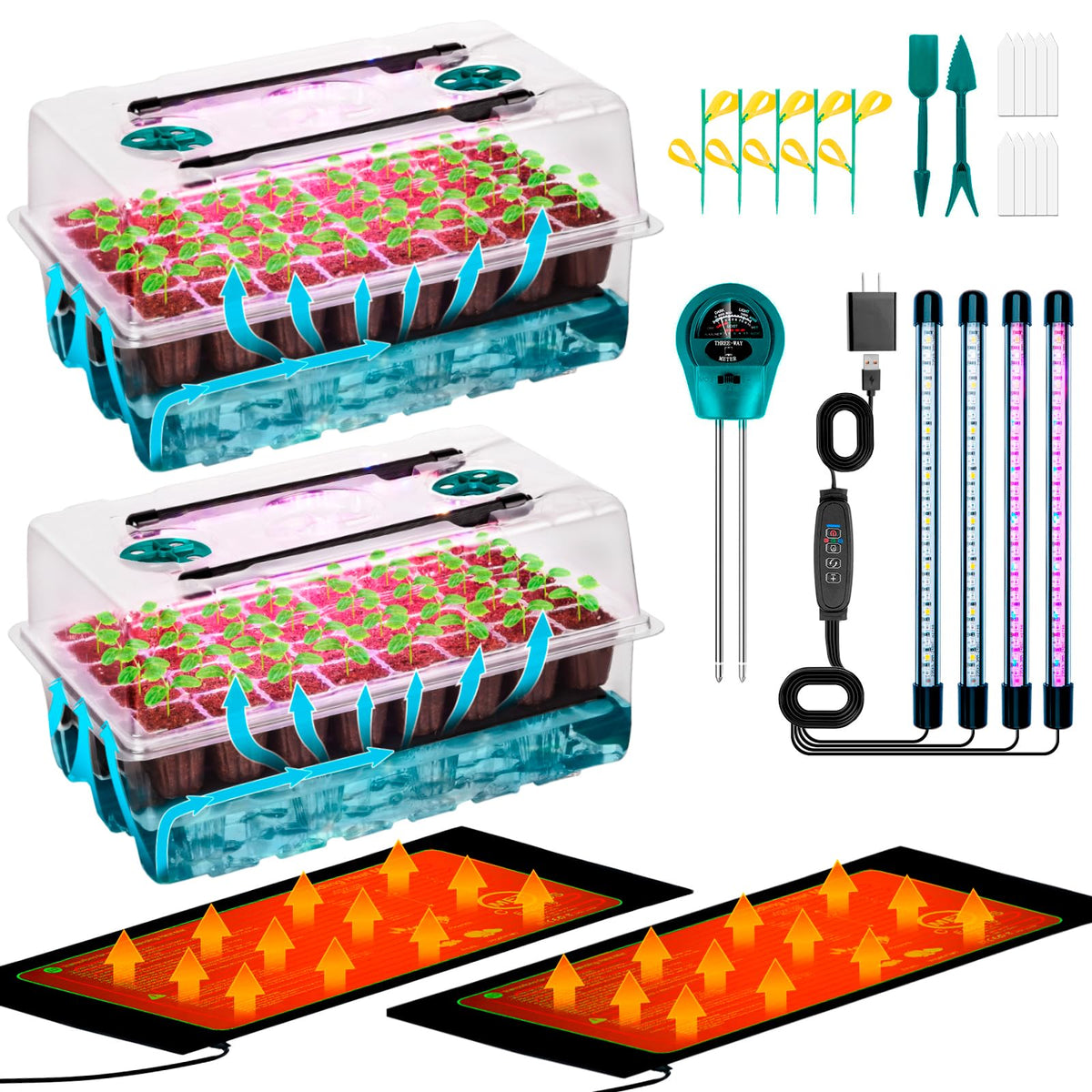 Hugbow self-watering seed tray base maintains consistent moisture for seedlings.